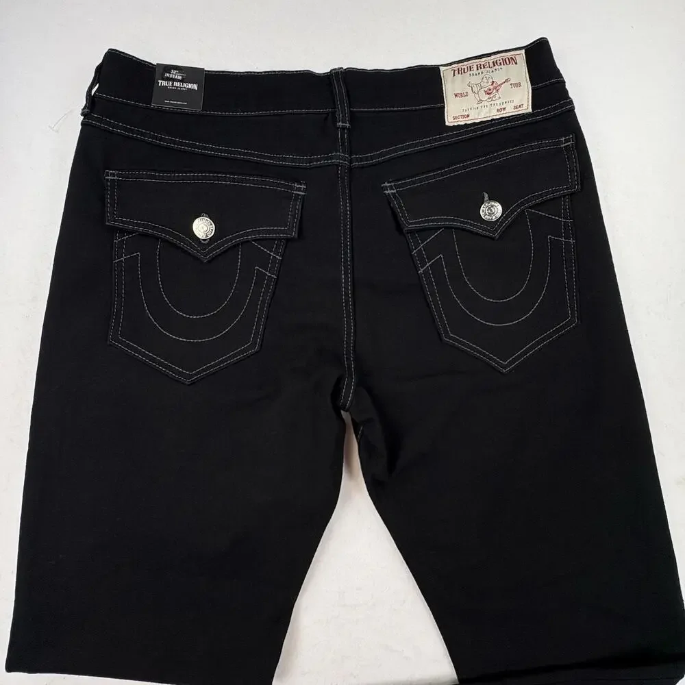 True Religion Ricky Jeans Mens 34x31 Black Relaxed Straight Stretch Denim Rinse